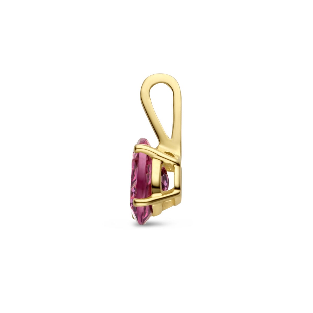 14k geelgouden hanger met roze toermalijn – geboortesteen