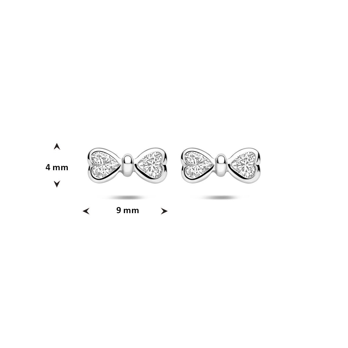 Zilveren oorknoppen met zirkonia – strikvorm 4 mm