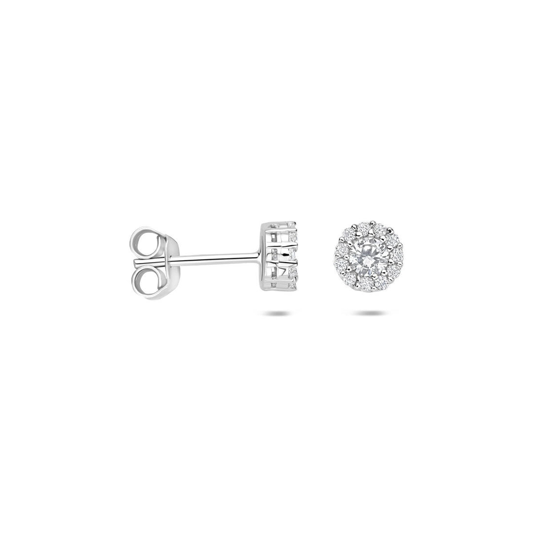 Zilveren oorknopjes met zirkonia entourage – gerhodineerd 925 zilver