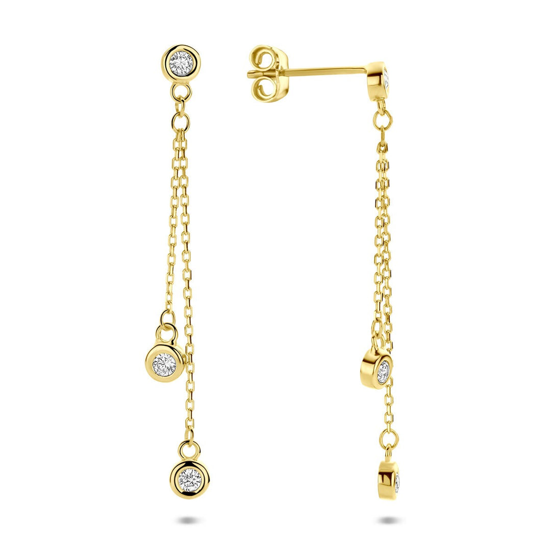 14k geelgouden oorhangers met zirkonia
