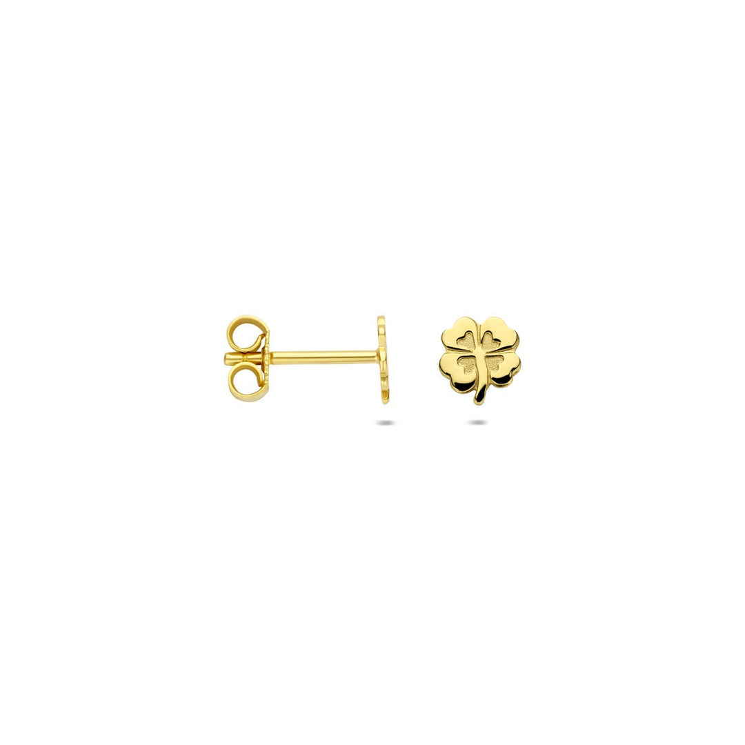 ear studs clover poly/matt 14K yellow gold