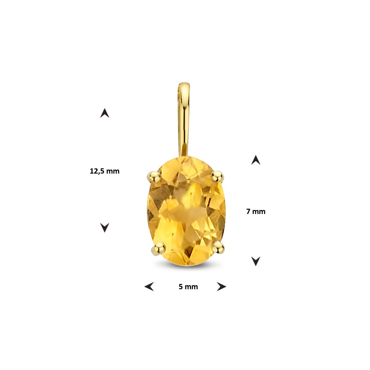 14k geelgouden hanger met ovale citrien – geboorte sieraad