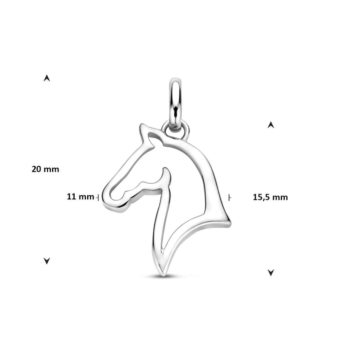 Zilveren hanger paard – gerhodineerd 925 zilver 20 mm