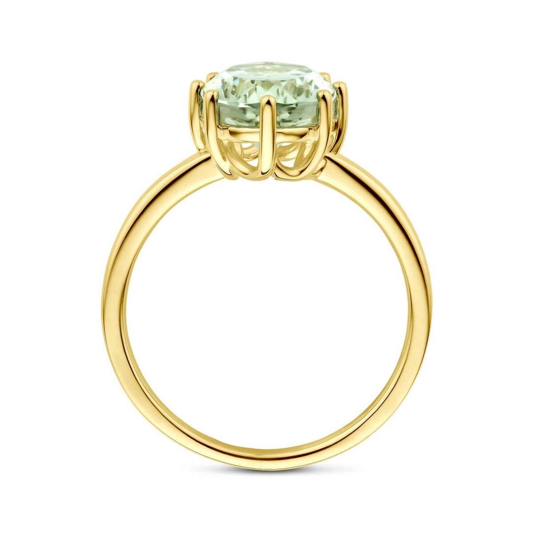 14k geelgouden ring met groene amethist