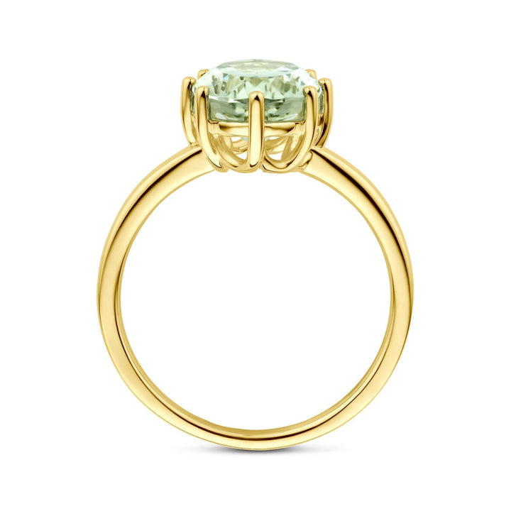 14k geelgouden ring met groene amethist