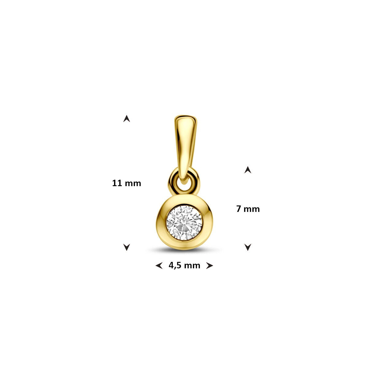 Gouden hanger met zirkonia 14k – solitaire briljant 11 mm