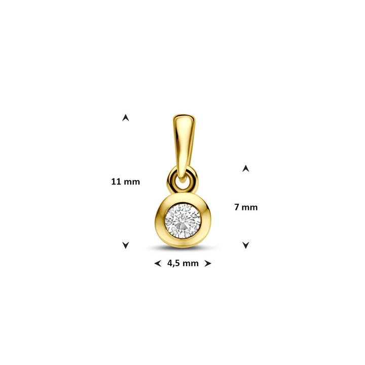 Gouden hanger met zirkonia 14k – solitaire briljant 11 mm