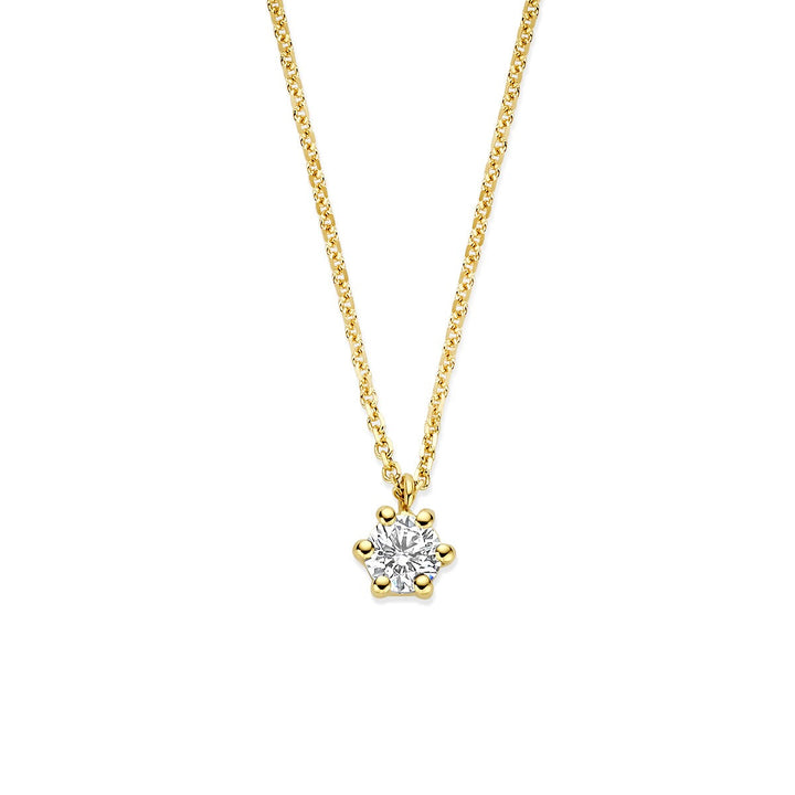14k Geelgouden ketting met lab grown diamant