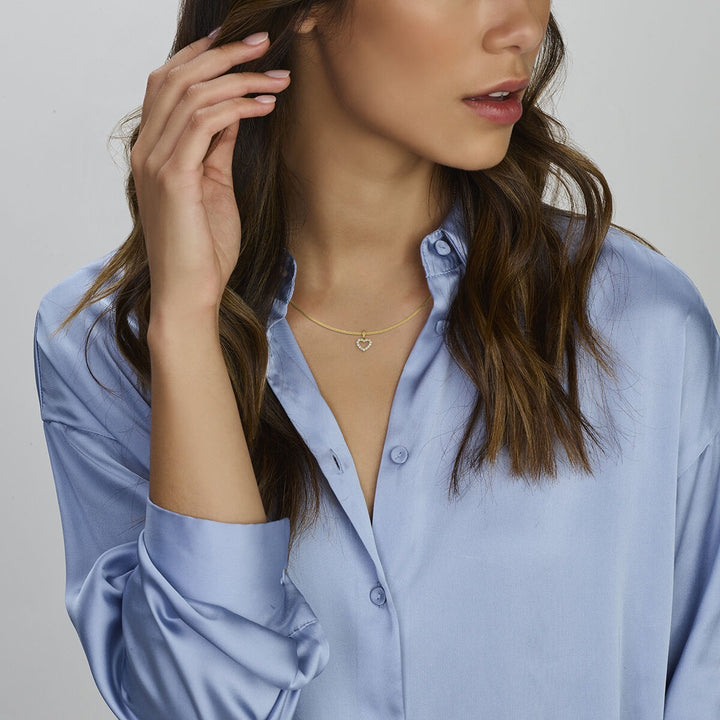 Gouden hanger 9k met hart van zirkonia – Ketting met hartje