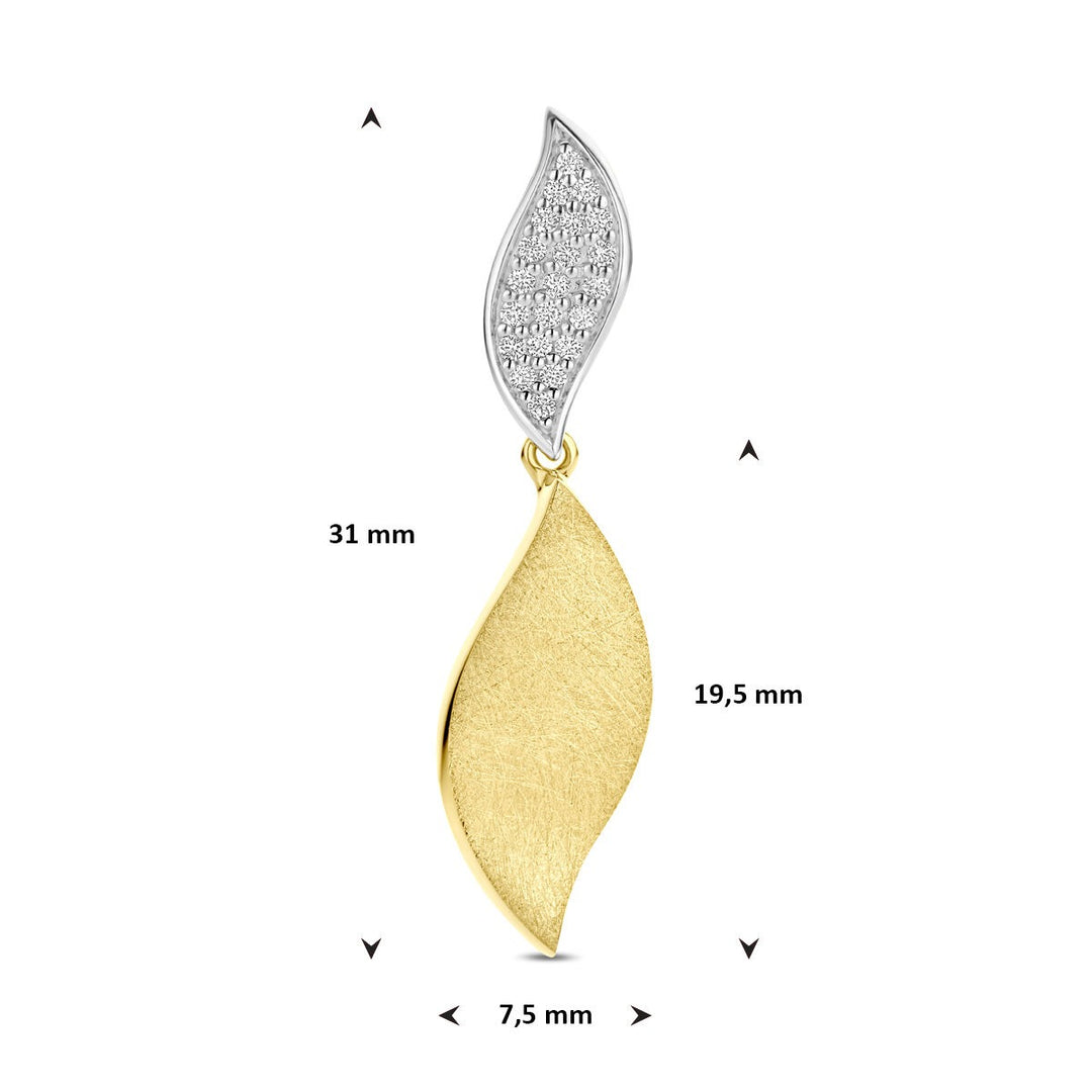 hanger poli/mat diamant 0.09ct h si 31 mm 14K bicolor goud geel/wit