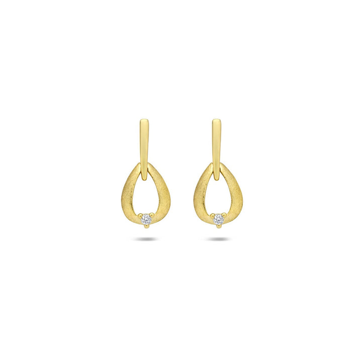 14k Geelgouden oorhangers met diamant