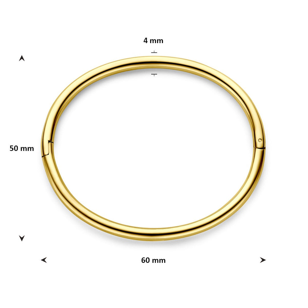 Stalen bangle dames geel met scharnier 4,0 mm 60 mm