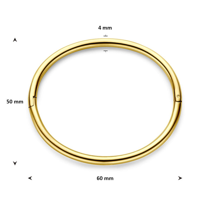 Stalen bangle dames geel met scharnier 4,0 mm 60 mm