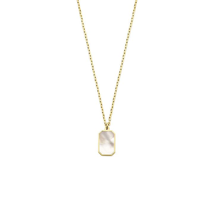 14k geelgouden dames collier met parelmoer