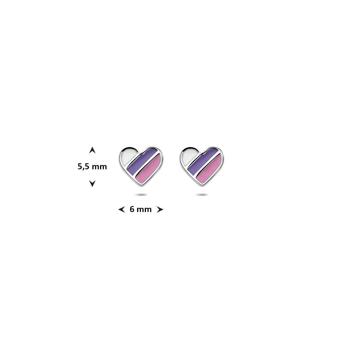 Zilveren kinder oorknoppen – hartjes met emaille 5.5 mm