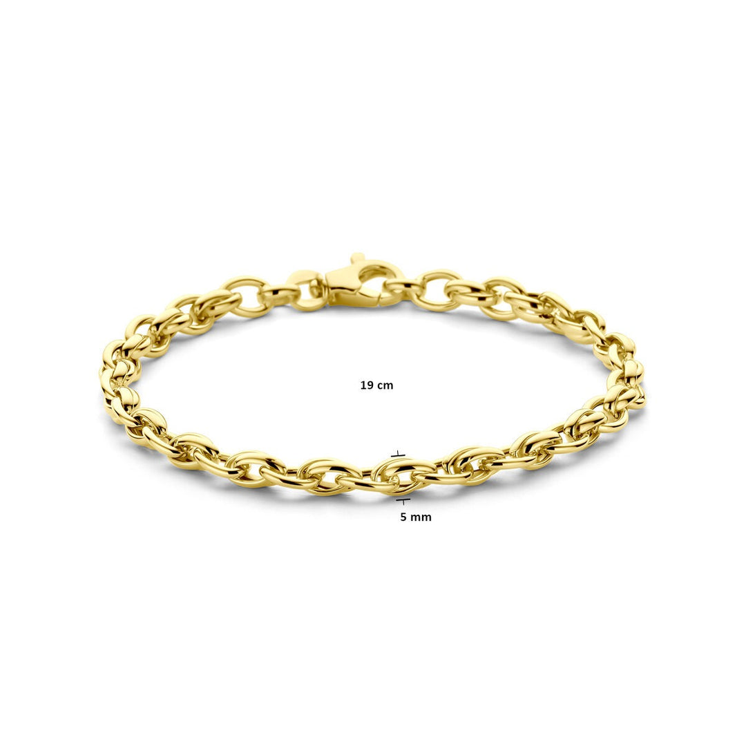 9k Geelkleurige armband met fantasie schakel 19 cm