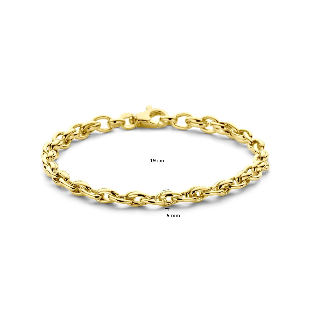 9k Geelkleurige armband met fantasie schakel 19 cm