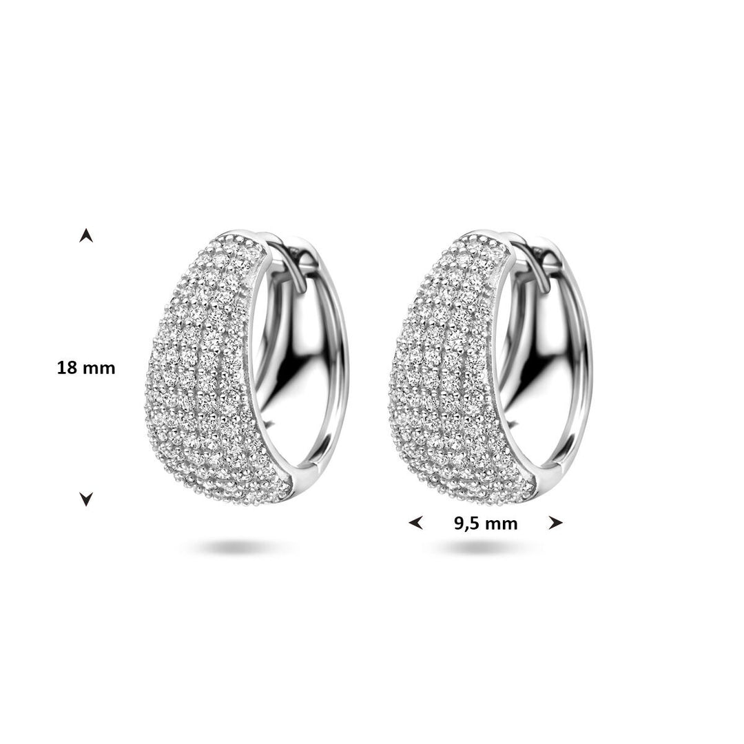 Zilveren oorringen met zirkonia – gerhodineerd 925 zilver 18 mm