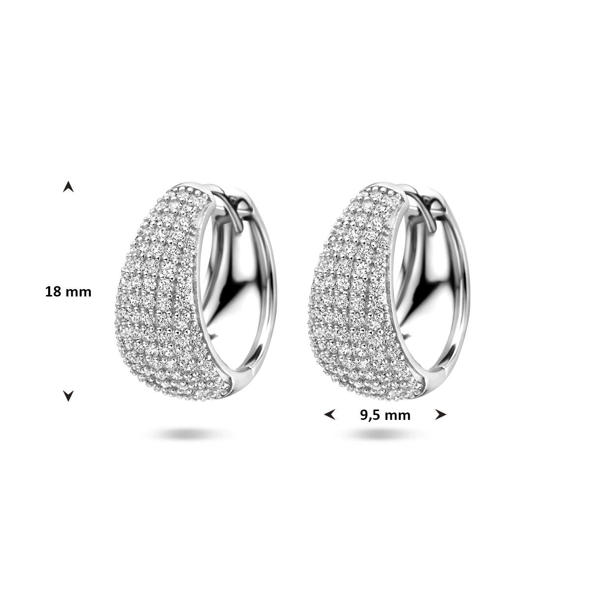 Zilveren oorringen met zirkonia – gerhodineerd 925 zilver 18 mm