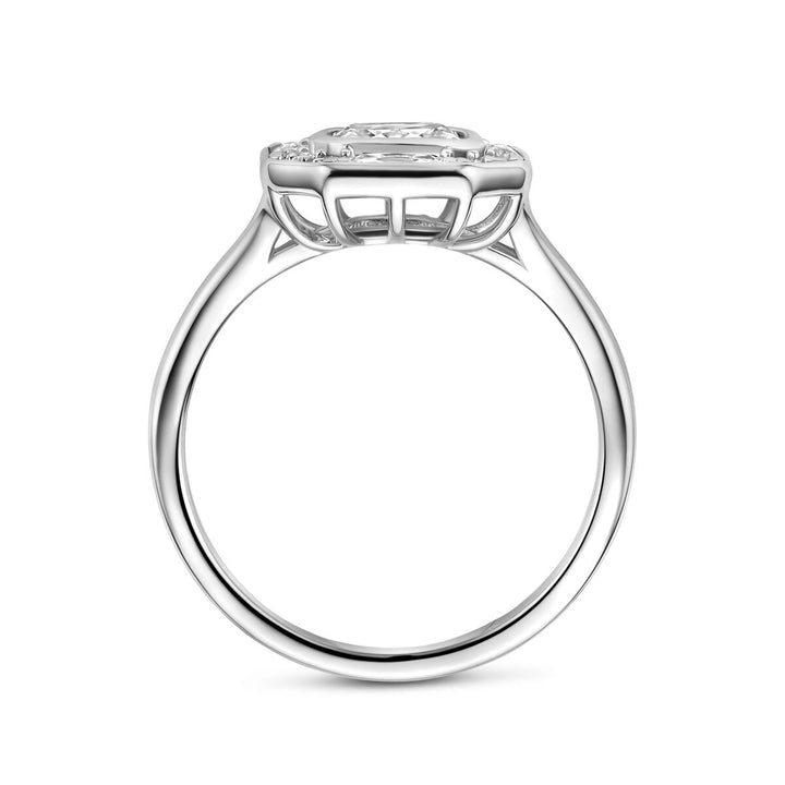 Gerhodineerd 925 Zilveren Ring met Zirkonia Entourage