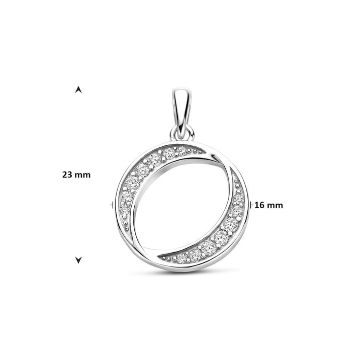 Zilveren hanger met zirkonia entourage – gerhodineerd 925 zilver 23 mm