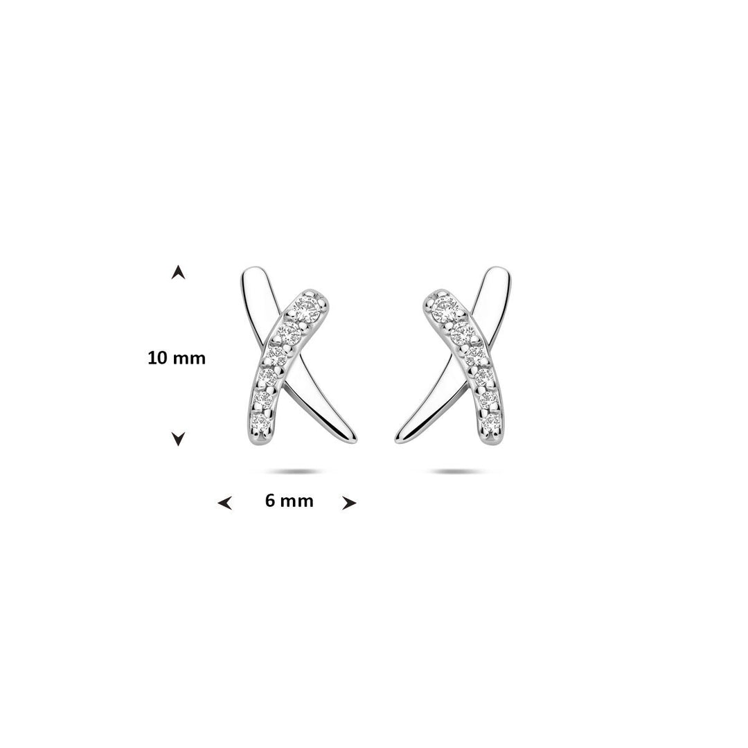 Zilveren oorknopjes met zirkonia dames – pave zetting