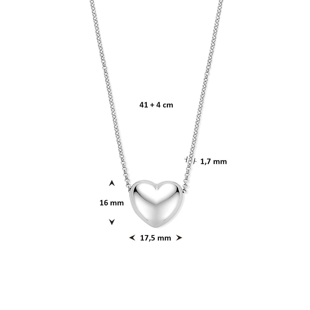 Zilveren ketting met hartje – gerhodineerd 925 zilver 41 + 4 cm