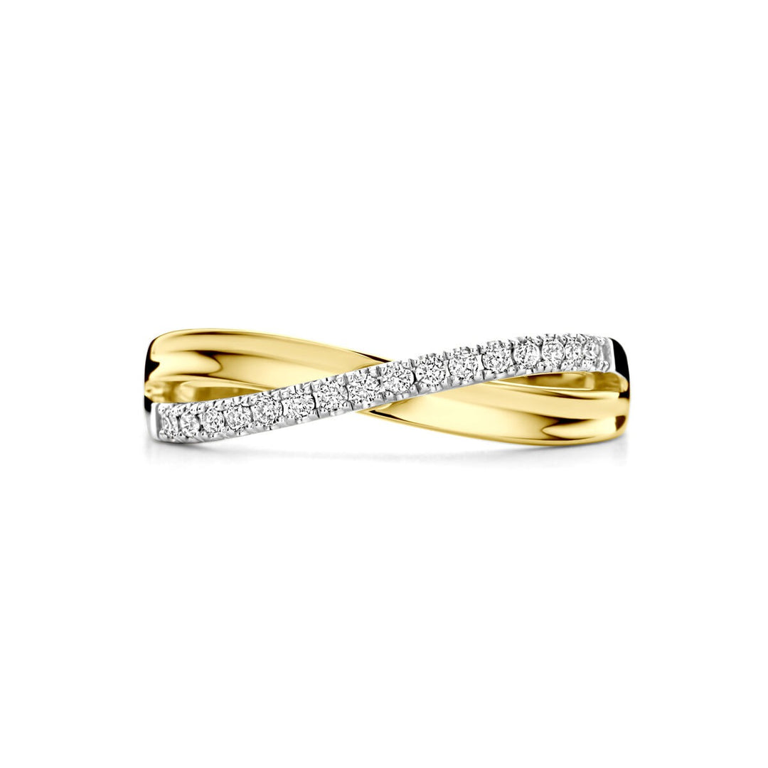 14k bicolor damesring met diamant – 0.14 ct, 5 mm
