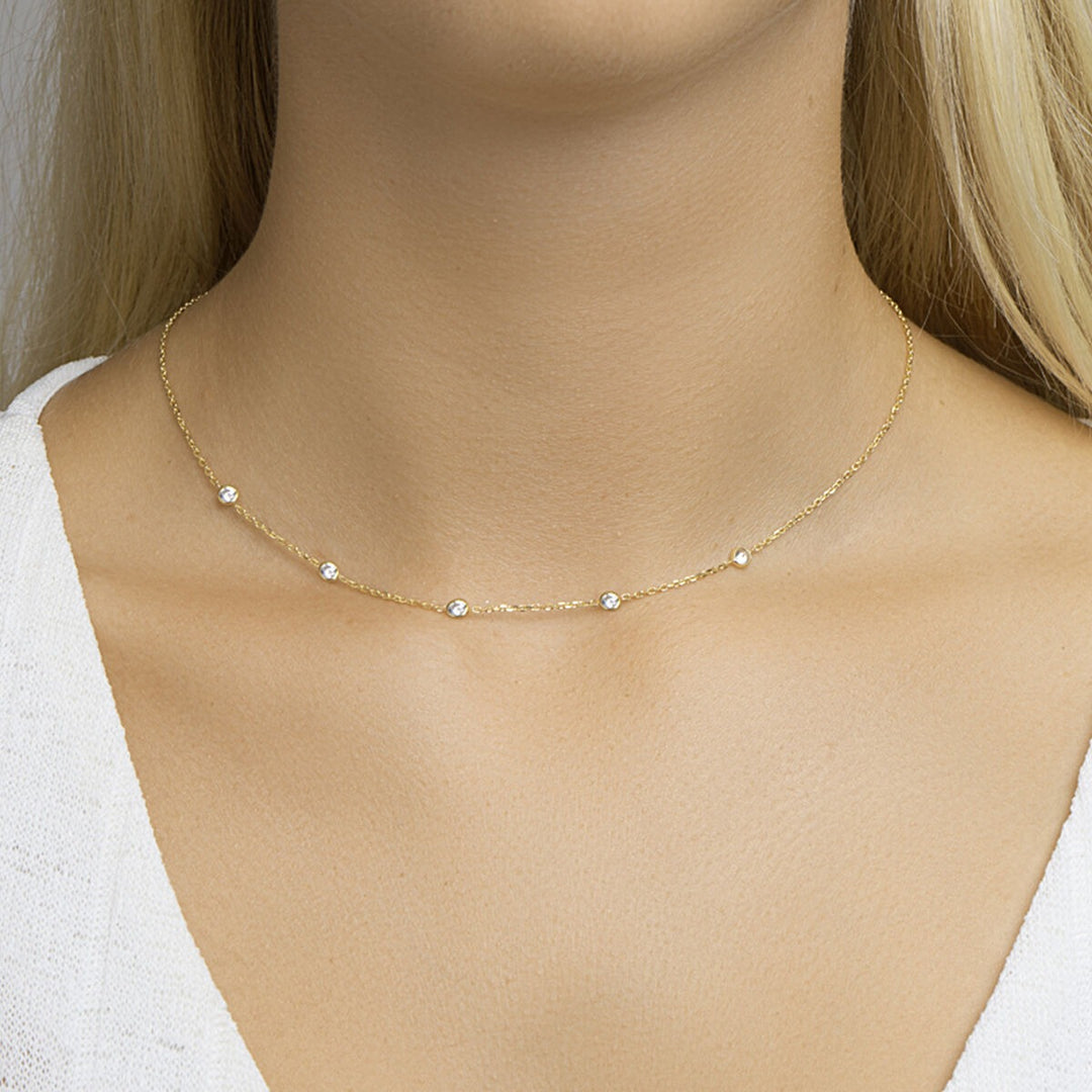 Verguld Zilveren Collier met Zirkonia – 40-44 cm