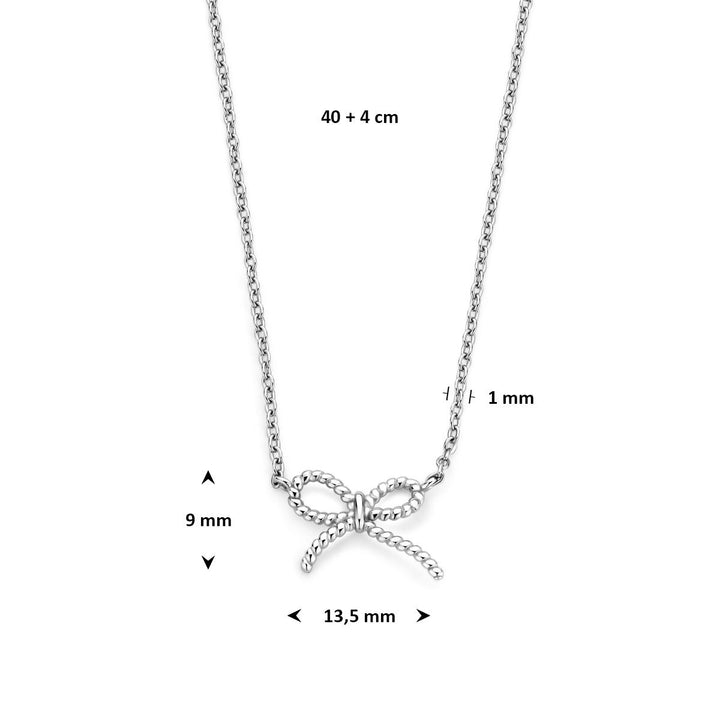 Gerhodineerd 925 Zilveren Collier met Strik – 40cm (Uitbreidbaar tot 44cm) Anker Schakel voor Dames