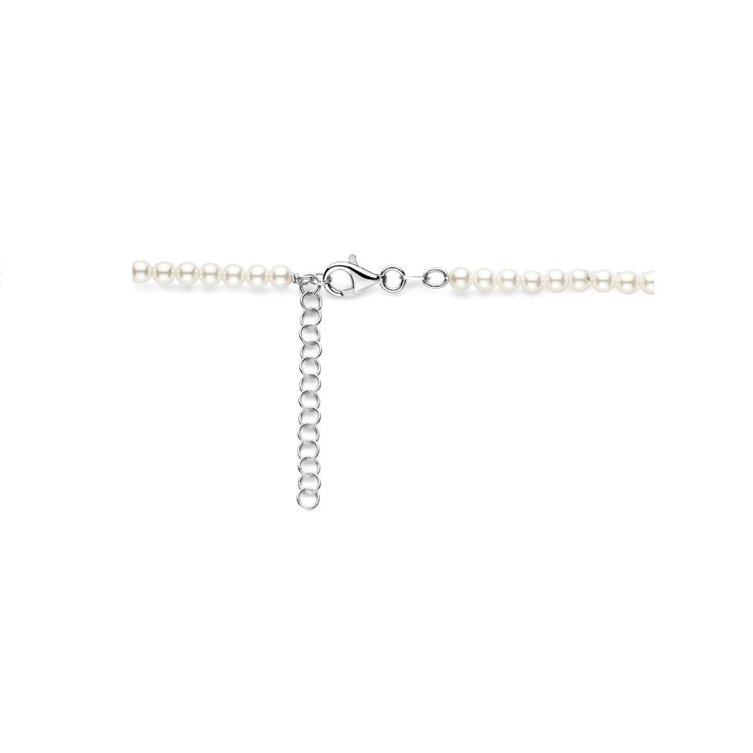 necklace synth. pearl 41 + 4 cm silver rhodium plated