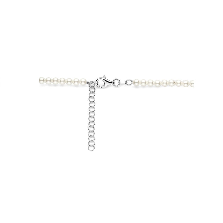 necklace synth. pearl 41 + 4 cm silver rhodium plated