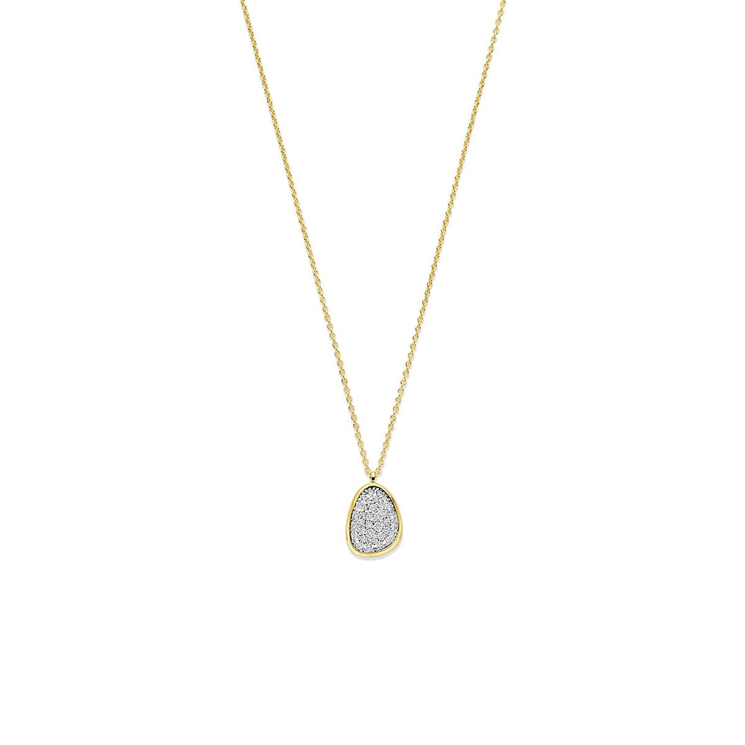 14k Bicolor collier met diamant 0.25ct