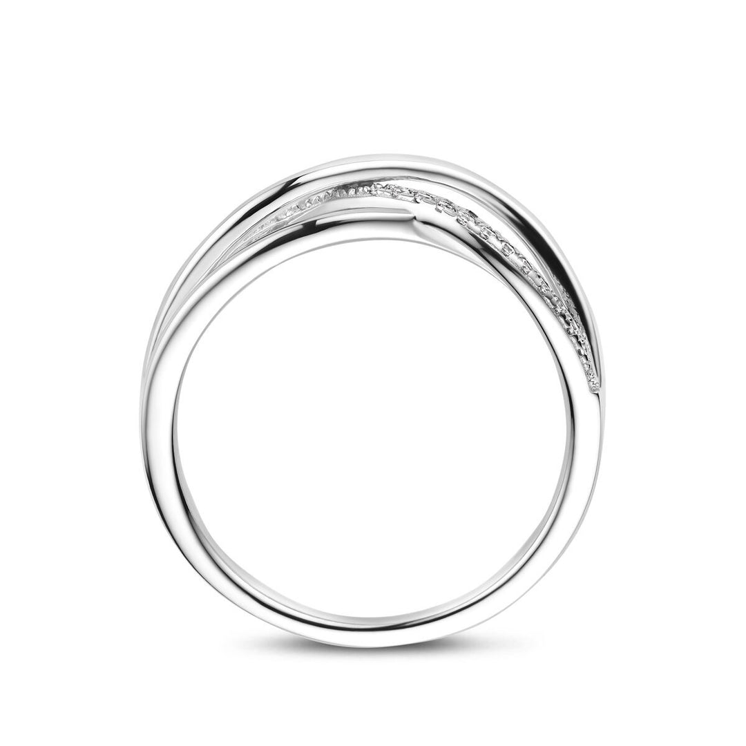 Gerhodineerd zilveren dames ring met zirkonia – 7 mm breed