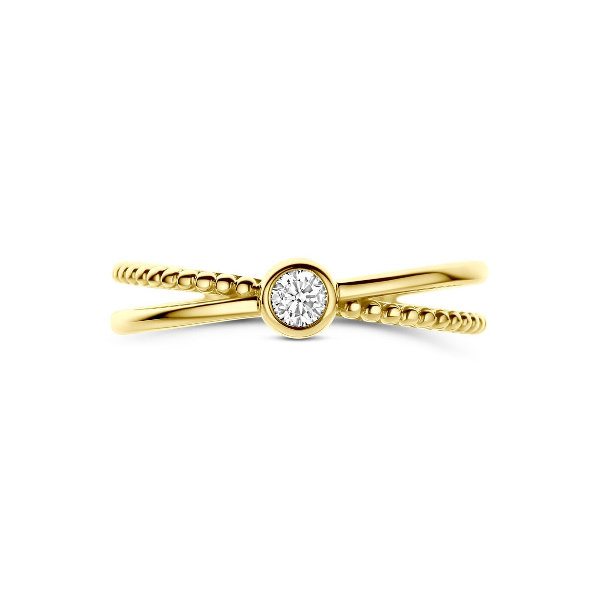 Gouden damesring met zirkonia – 14k geelgoud