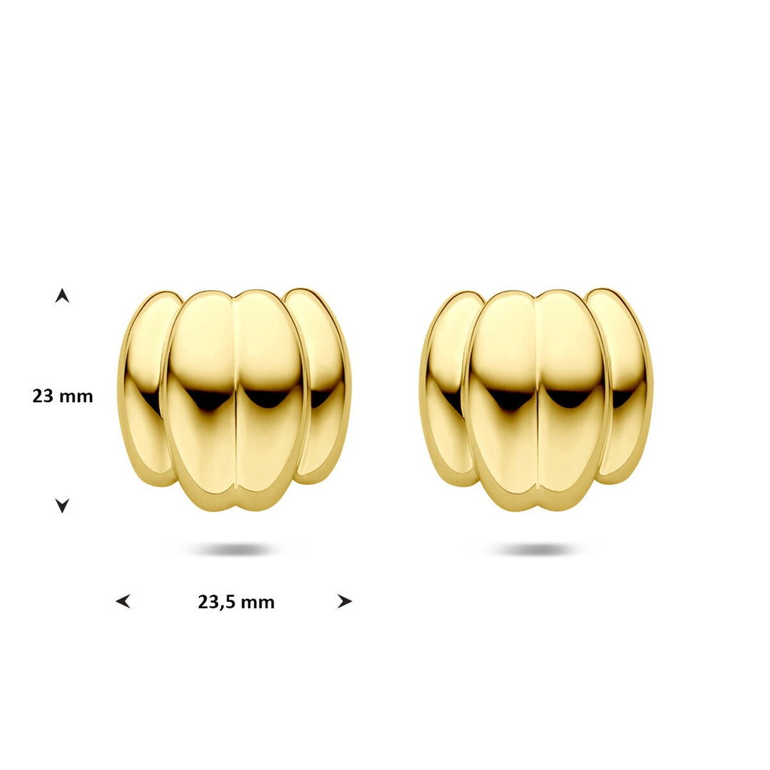 Stalen dames oorknoppen geel – met ion plating 23 mm