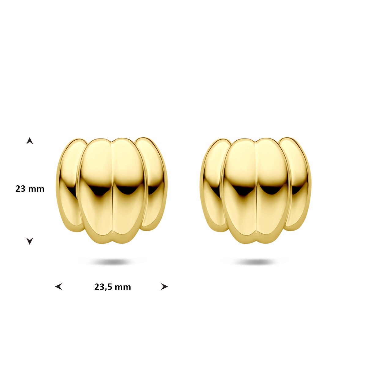 Stalen dames oorknoppen geel – met ion plating 23 mm