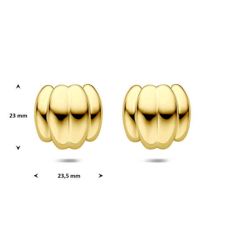 Stalen dames oorknoppen geel – met ion plating 23 mm