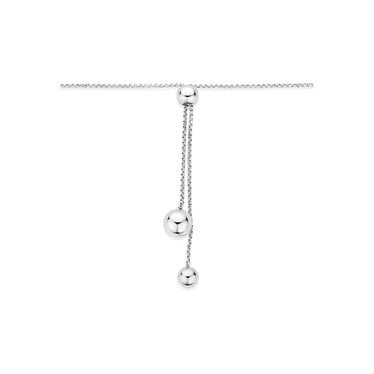 Gerhodineerd 925 zilveren y-collier met bolletjes