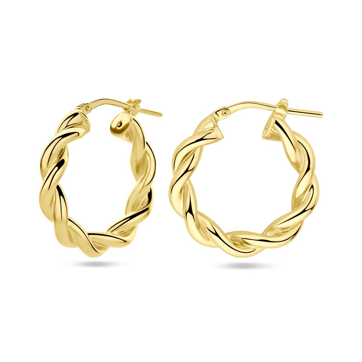 Verguld Zilveren Oorringen – Gedraaid 23x4 mm