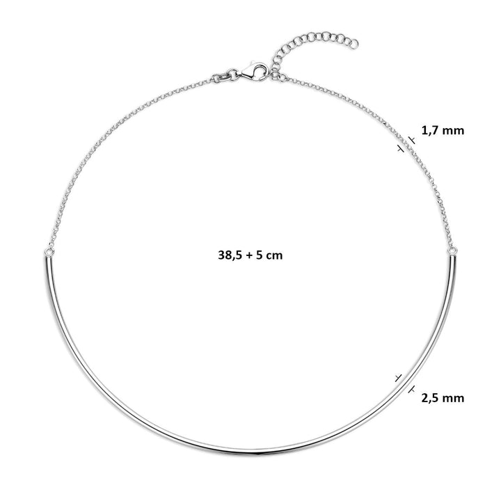 Zilveren dames ketting gerhodineerd 2,5 mm 38,5 + 5 cm