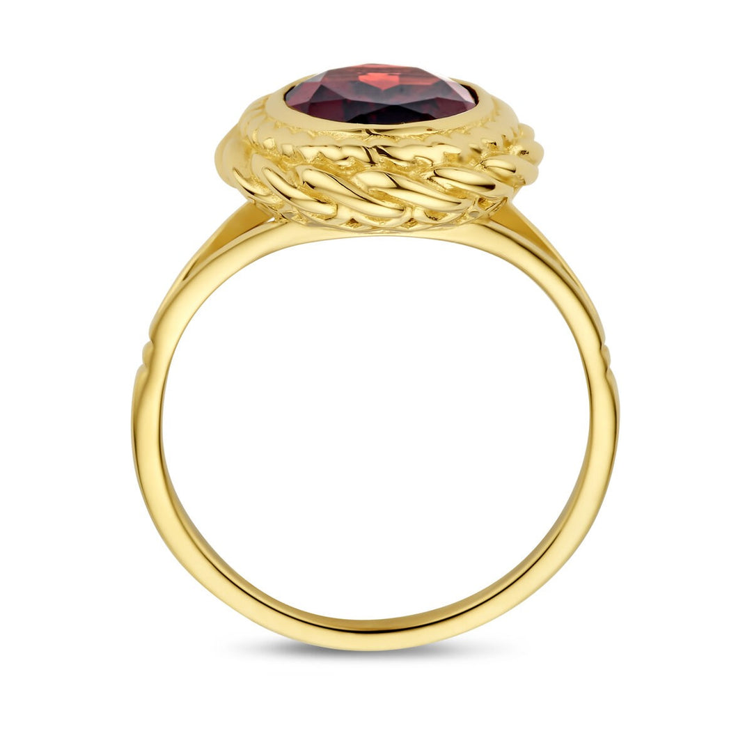 Gouden Ring 14k met Granaat – Ovale Slijpvorm