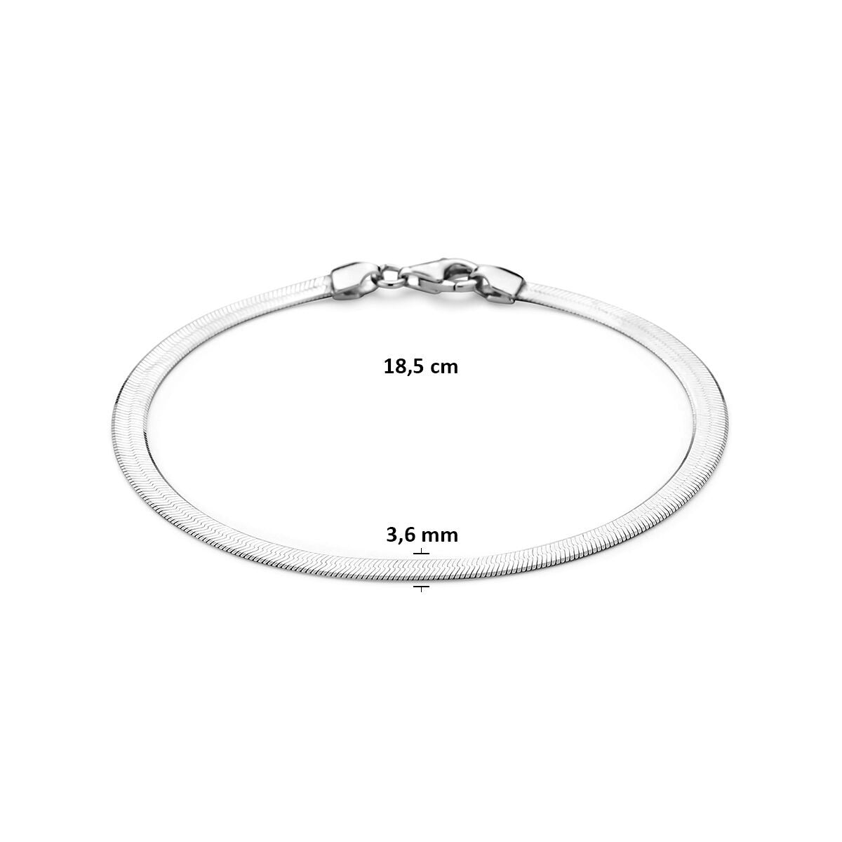 Gerhodineerd 925 zilveren damesarmband met platte slangschakel