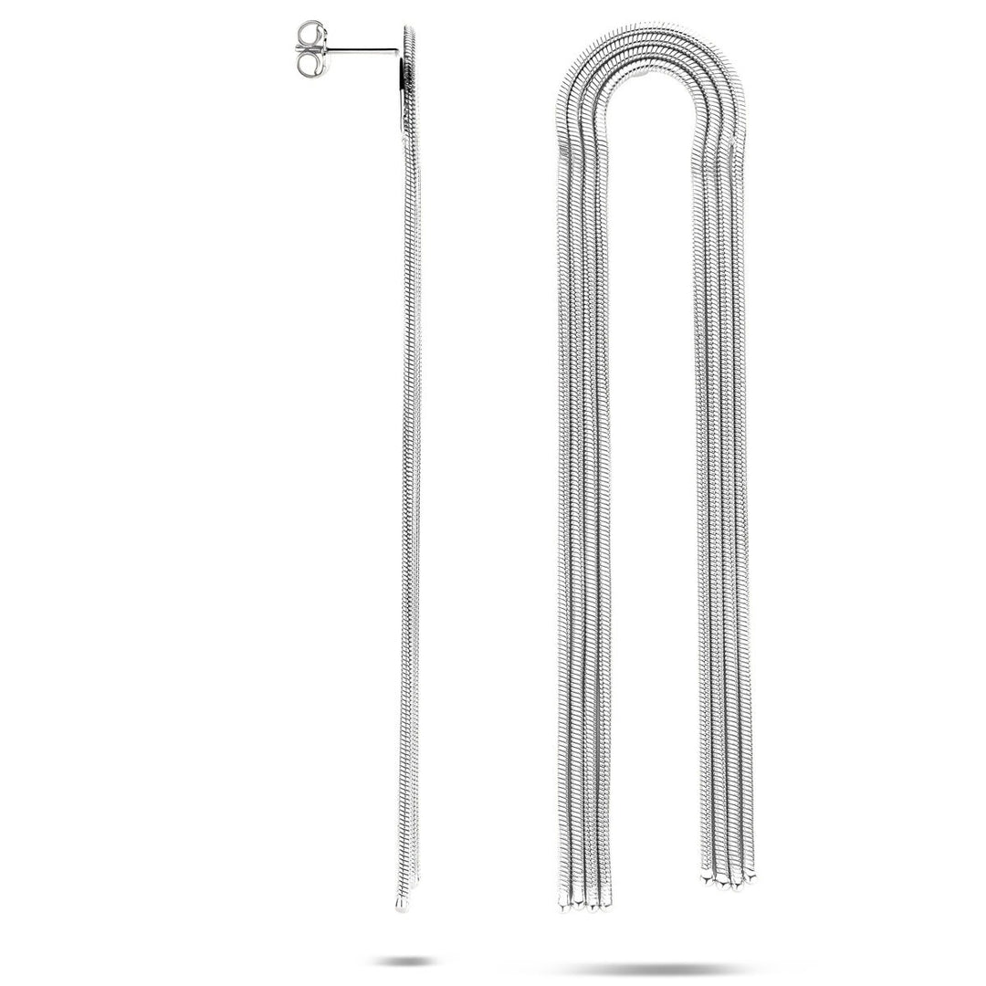 Zilveren oorhangers schakelmotief – gerhodineerd 925 zilver 91 mm