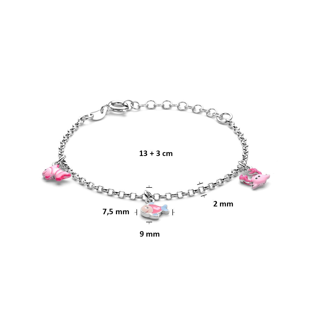 Zilveren kinderarmband met zeedieren – gerhodineerd 925 zilver