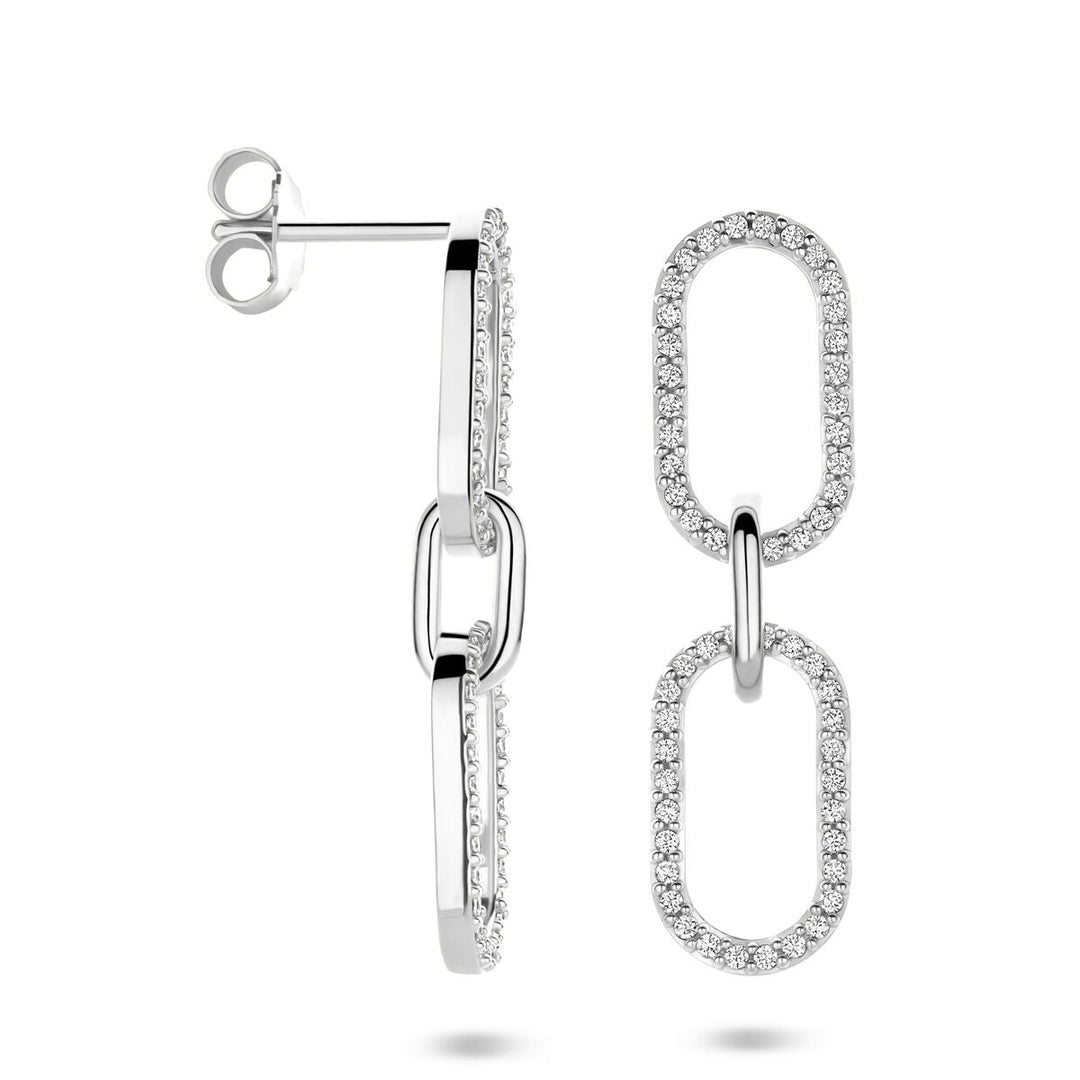 Zilveren oorhangers met zirkonia – 33 mm