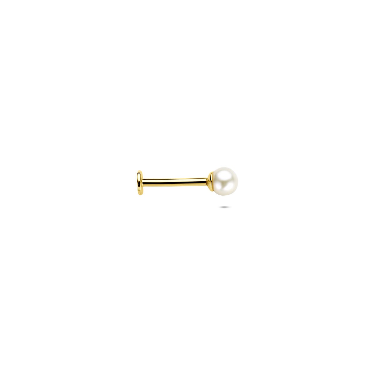 14k geelgouden flat back piercing met parel – 3,5 mm