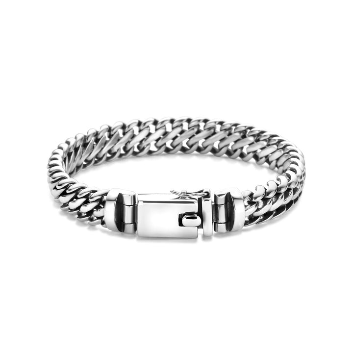 Geoxideerde Zilveren Heren Armband – Dubbele Gourmet Schakel 11 mm
