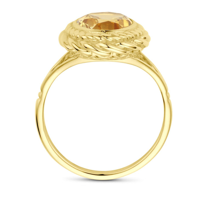 Gouden Ring 14k met Citrien – Briolette Slijpvorm