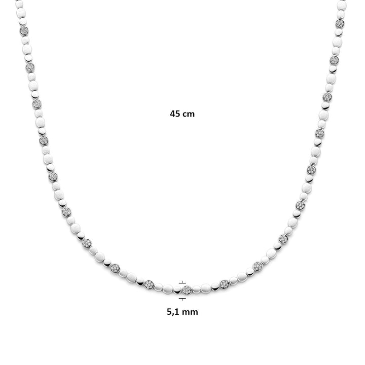 Zilveren dames ketting met zirkonia – gerhodineerd 925 zilver 5,1 mm 45 cm